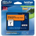 Brother International Black on Fluorescent Orange 1'' TZEB51